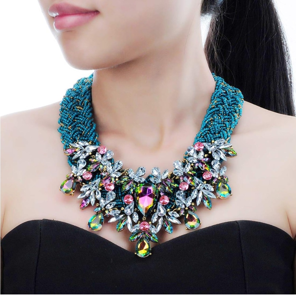 Colorful Beaded Statement Necklace - Picture 3 of 3